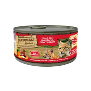 NATURAL GREATNESS - Pollo con Manzana, Piña y Papaya (185 gr) - Alimento Húmedo Completo para Gatitos y Adultos (Gama Complet)
