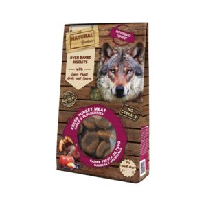 NATURAL GREATNESS - Galletas Horneadas (100 gr) de Carne Fresca de Pavo, Manzana y Arándanos para Perros Adultos (Poder Antioxidante)
