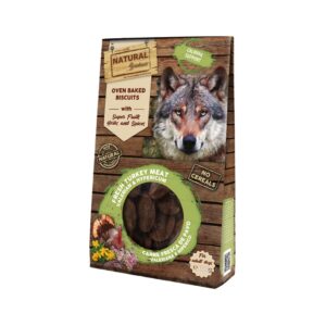NATURAL GREATNESS - Galletas Horneadas (100 gr) de Carne Fresca de Pavo, Valeriana y Hipérico para Perros Adultos (Poder Relajante)
