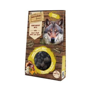 NATURAL GREATNESS - Bits Semihúmedos (150 gr) de Carne Fresca de Pavo, Manzanilla y Caléndula para Perros Adultos (Soporte Digestivo)