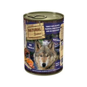 NATURAL GREATNESS - Pavo con Salmón, Calabaza, Boniato y Espino Amarillo (400 gr) - Alimento Húmedo Completo para Perros Adultos (Gama Complet)