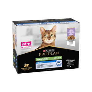 PRO PLAN - Sterilised Longevis Senior (7+) Sobres (10x75 gr) - Alimento Húmedo Completo para Gatos Senior Esterilizados (Pavo)
