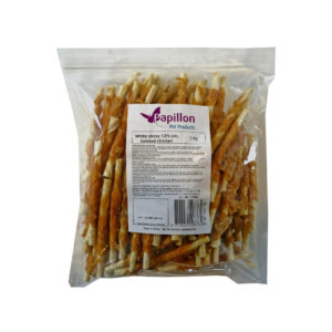 PAPILLON - Palitos torcidos blancos con pollo 12½ cm para Perros (Bolsa de 1 kg)