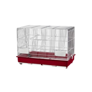 XNRN - Jaula (40,7x58x31,5 cm) de Guardería Doble Comedero Loro Plastificada (Color Blanco)