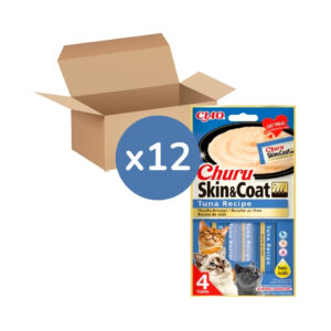 CHURU - Skin & Coat - Receta De Atún (12x4x15 gr) - Tubos de Snacks para Gatos especial para Cuidar la Piel y el Pelaje