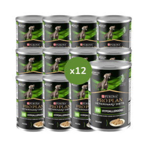 PRO PLAN DV - Canine HA Hypoallergenic (12x400 gr) - Comida Húmeda en Mousse para Perros con Alergias e Intolerancias Alimentarias