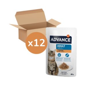 ADVANCE - Bocaditos en Salsa (12x85 gr) - Comida húmeda para Gatos Adultos (1-10 Años) (Pollo)