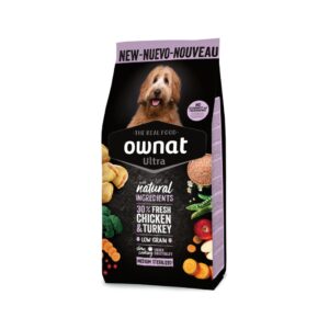 OWNAT - Ultra - Medium Adult Dog Sterilized (12 kg) - Pienso Seco para Perros Adultos de Raza Mediana Esterilizados (Pollo y Pavo)
