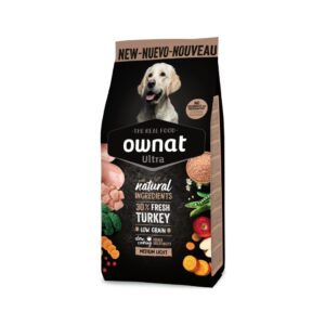 OWNAT - Ultra - Medium Adult Dog Light (12 kg) - Pienso Seco para Perros Adultos de Raza Mediana para Controlar el peso (Pavo)