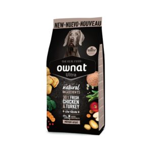 OWNAT - Ultra - Medium Adult Dog (12 kg) - Pienso Seco para Perros Adultos de Raza Mediana (Pollo y Pavo)