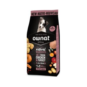 OWNAT - Ultra - Medium Junior Dog (12 kg) - Pienso Seco para Perros Cachorros & Junior de Raza Mediana (Pollo y Pavo)