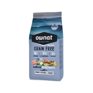 OWNAT - GF Prime - Senior Dog Chicken & Turkey (12 kg) - Pienso Seco Sin Cereales para Perros Senior de Todas las Razas (Pollo y Pavo)