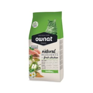 OWNAT - Classic - Hairball Cat (4 kg) - Pienso Seco para Gatos Adultos que Previene Bolsas de Pelo (Pollo)