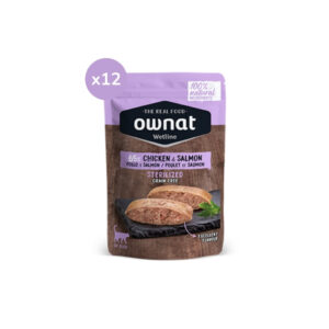 OWNAT - Wetline - Sterilized Chicken & Salmon Cat (12x85 gr) - Comida Húmeda Sin Cereales para Gatos Esterilizados (Pollo y Salmón)