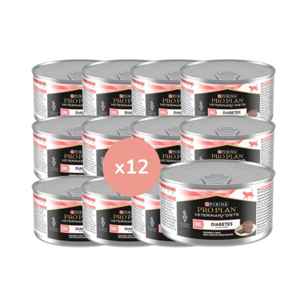 PRO PLAN DV - Feline DM Diabetes Management Lata (12x195 gr) - Comida Húmeda para Gatos que Ayuda a Manejar la Diabetes Mellitus