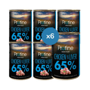 PROFINE - Chicken With Liver (6x400 gr) - Comida Húmeda Completa en Lata para Perros (Pollo y Hígado)