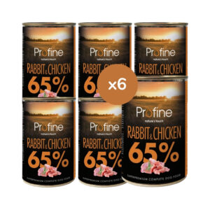 PROFINE - Rabbit & Chicken (6x400 gr) - Comida Húmeda Completa en Lata para Perros (Conejo y Pollo)