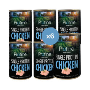 PROFINE - Single Protein Chicken (6x400 gr) - Comida Húmeda Completa Monoproteica en Lata para Perros (Pollo)