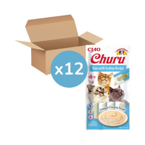 CHURU - Receta De Atún con Vieira (12x4x14 gr) - Tubos de Snacks para Gatos