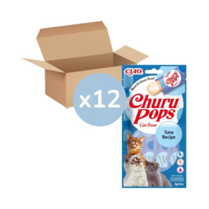 CHURU - Pops - Receta De Atún (12x4x15 gr) - Tubos de Snacks para Gatos