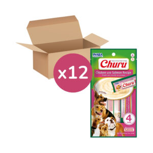 CHURU - Receta De Pollo con Salmón (12x4x14 gr) - Tubos de Snacks para Perros