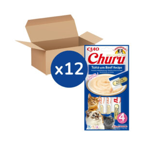 CHURU - Receta De Atún con Carne (12x4x14 gr) - Tubos de Snacks para Gatos