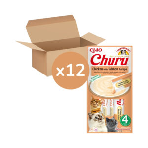 CHURU - Receta De Pollo con Salmón (12x4x14 gr) - Tubos de Snacks para Gatos
