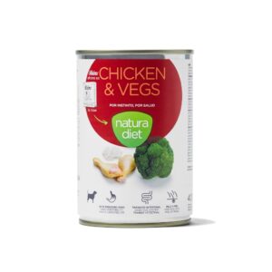 NATURA DIET - Chicken & Vegs (400 gr) - Alimento Húmedo para Perros Adultos de Todas las Razas (Pollo y Verduras)