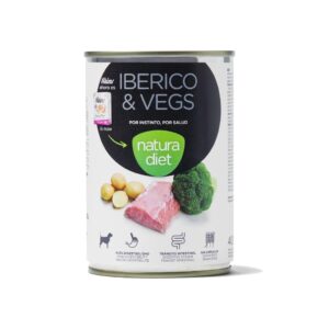 NATURA DIET - Ibérico & Vegs (400 gr) - Alimento Húmedo Sin Cereales para Perros Adultos de Todas las Razas (Cerdo y Verduras)