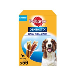DENTASTIX - Daily Oral Care - Snack Dental (56 Unidades) para Perros Medianos (10-25 kg)