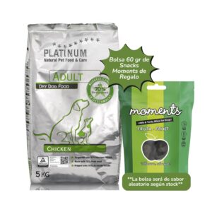 PLATINUM - Adult Chicken (5 kg + Snacks Moments de Regalo) - Pienso Semi Seco para Perros Adultos de Todas las Razas (Pollo)