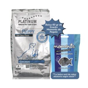 PLATINUM - Puppy Chicken (5 kg + Snacks Moments de Regalo) - Pienso Semi Seco para Perros Cachorros de Todas las Razas (Pollo)