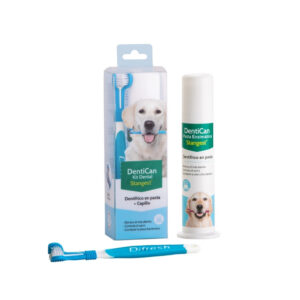 STANGEST - Dentican (Kit Dental) - Cepillo Triple Cabezal y Pasta Enzimática para Perros