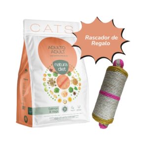 NATURA DIET - Adult Salmon (3 kg) Con Rascador de Regalo - Pienso Seco para Gatos Adultos (Salmon)