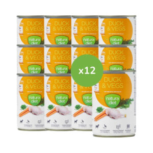 NATURA DIET - Duck & Vegs (12x400 gr) - Alimento Húmedo Sin Cereales para Perros Adultos de Todas las Razas (Pato y Verduras)