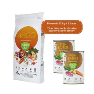 NATURA DIET - 4.800 (12 kg + 2 Latas) - Pienso Seco para Perros Adultos de Todas las Razas con Alta Actividad (Pollo)