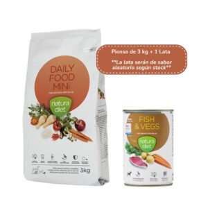 NATURA DIET - Daily Food Mini (3 kg + 1 Lata) - Pienso Seco para Perros Adultos de Raza Pequeña (Pollo)