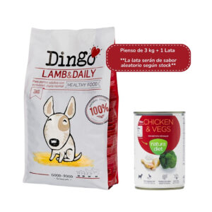 DINGO Lamb & Daily (3 kg + 1 lata / 12 kg + 2 latas de regalo) - Pienso Seco Natural para Perros Adultos de Todas las Razas con Cordero