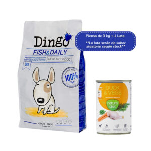 DINGO Fish & Daily (3 kg + 1 Lata / 12 kg + 2 Latas) - Pienso Seco Natural para Perros Adultos de Todas las Razas con Pescado