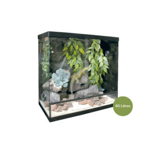 ICA - Repti Selva - Terrario (60 Litros) - Terrario de Cristal ideal para Reptiles, Anfibios, Arácnidos y Pequeños Animales