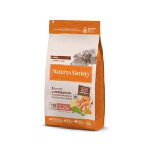 NATURE´S VARIETY - No Grain - (Adult Mini Salmón) - Pienso Seco de Salmón Noruego para Perros Adultos (+12 Meses) de Raza Pequeña (1-10 kg)