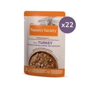 NATURE´S VARIETY - Bites in Gravy (22x85 gr) - Alimento completo para Gatos de Bocaditos en salsa (Pavo)