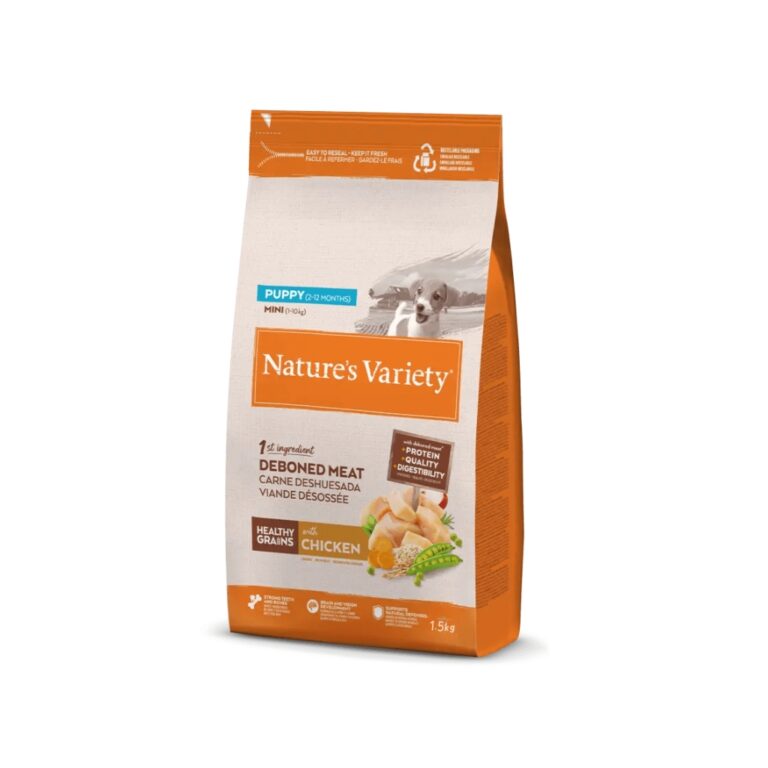 NATURE´S VARIETY - Healthy Grains (Puppy Mini Chicken) - Pienso Seco de Pollo Campero para Perros Cachorros (2-12 Meses) de Raza Pequeña (1-10 kg)