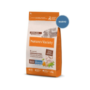 NATURE´S VARIETY - Healthy Grains (Adult Sterilized White Fish) - Pienso Seco de Pescado Blanco para Gatos Adultos Esterilizados
