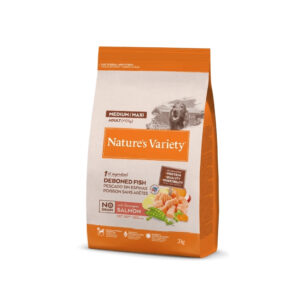 NATURE´S VARIETY - No Grains (Adult Med & Maxi Salmón) - Pienso Seco de Salmón Noruego para Perros Adultos (+12 Meses) de Raza Mediana y Grande (+10 kg)
