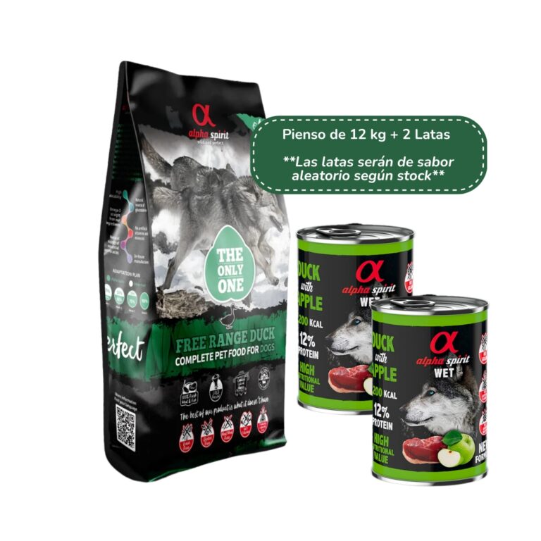 ALPHA SPIRIT - Pato (+ 1 ó 2 Latas) - Pienso Seco para Perros Adultos de Todas las Razas