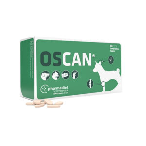 PHARMADIET Oscan (60 Comprimidos) - Suplemento para el Desarrollo Óseo y del Cartílago en Perros, Gatos, Reptiles y Aves con Colágeno, Calcio, Vitamina D3 y Vitamina C