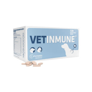 PHARMADIET Vetinmune (120 Comprimidos) - Suplemento Inmunitario para Perros y Gatos con Jalea Real, Beta-glucanos, Baicalina, Ginseng y Complejo Vitamínico B | Apoyo al Sistema Inmunitario