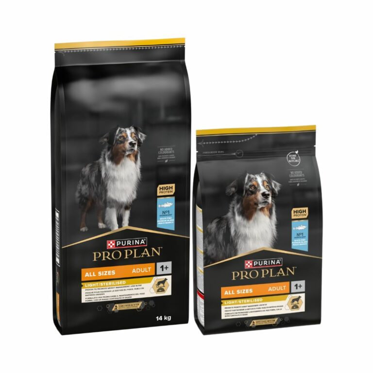 PRO PLAN - Light/Sterilised All Sizes - Pienso seco para Perros Adultos de todas las Razas Esterilizados (Pescado Blanco)