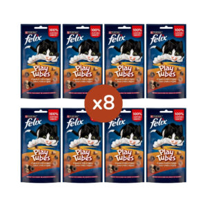 FELIX - Play Tubes (8x50 gr) - Snacks para Gatos (Pollo e Hígado) (8 Bolsas de 50 gr)